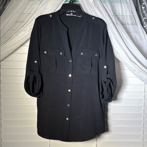 Calvin Klein Black Blouse with Silver Accents